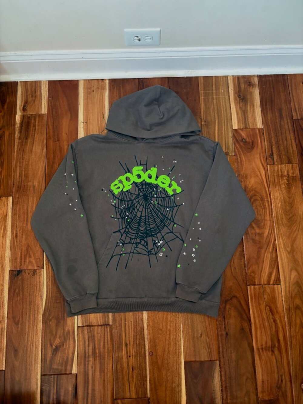 Sp5der Wait Web Hoodie Slate Grey
